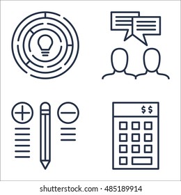Set Of Project Management Icons On Team Meeting, Best Solution, Creativity And More. Premium Quality EPS10 Vector Illustration For Mobile, App, UI Design.