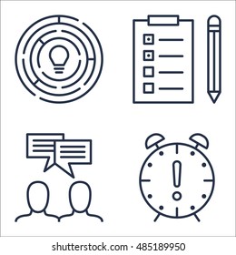 Set Of Project Management Icons On Team Meeting, Task List, Deadline And More. Premium Quality EPS10 Vector Illustration For Mobile, App, UI Design.