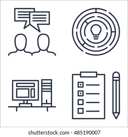 Set Of Project Management Icons On Task List, Team Meeting, Workspace And More. Premium Quality EPS10 Vector Illustration For Mobile, App, UI Design.