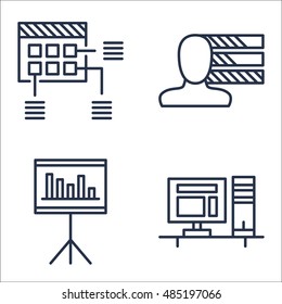 Set Of Project Management Icons On Workspace, Statistics, Personality And More. Premium Quality EPS10 Vector Illustration For Mobile, App, UI Design.