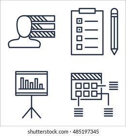 Set Of Project Management Icons On Task List, Personality, Planning And More. Premium Quality EPS10 Vector Illustration For Mobile, App, UI Design.