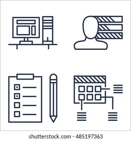 Set Of Project Management Icons On Task List, Workspace, Planning And More. Premium Quality EPS10 Vector Illustration For Mobile, App, UI Design.
