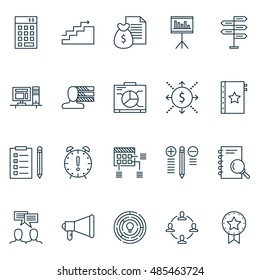 Set Of Project Management Icons On Cash Flow, Graph, Award And More. Premium Quality EPS10 Vector Illustration For Mobile, App, UI Design.