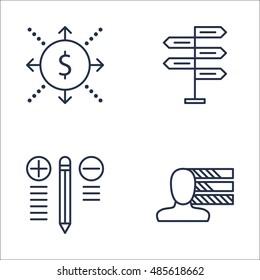 Set Of Project Management Icons On Best Solution, Decision Making, Cash Flow And More. Premium Quality EPS10 Vector Illustration For Mobile, App, UI Design.