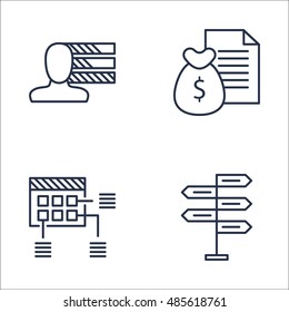 Set Of Project Management Icons On Planning, Decision Making, Money Revenue And More. Premium Quality EPS10 Vector Illustration For Mobile, App, UI Design.