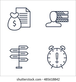 Set Of Project Management Icons On Decision Making, Personality, Deadline And More. Premium Quality EPS10 Vector Illustration For Mobile, App, UI Design.