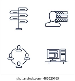 Set Of Project Management Icons On Personality, Teamwork, Workspace And More. Premium Quality EPS10 Vector Illustration For Mobile, App, UI Design.