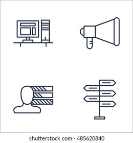 Set Of Project Management Icons On Decision Making, Promotion, Workspace And More. Premium Quality EPS10 Vector Illustration For Mobile, App, UI Design.