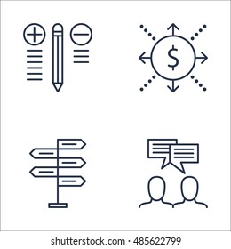 Set Of Project Management Icons On Best Solution, Decision Making, Team Meeting And More. Premium Quality EPS10 Vector Illustration For Mobile, App, UI Design.