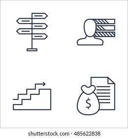 Set Of Project Management Icons On Money Revenue, Personality, Charts And More. Premium Quality EPS10 Vector Illustration For Mobile, App, UI Design.