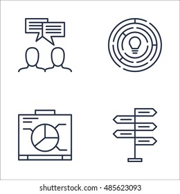 Set Of Project Management Icons On Graph, Creativity, Team Meeting And More. Premium Quality EPS10 Vector Illustration For Mobile, App, UI Design.