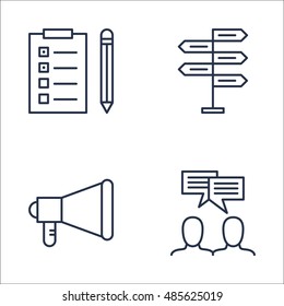 Set Of Project Management Icons On Decision Making, Promotion, Task List And More. Premium Quality EPS10 Vector Illustration For Mobile, App, UI Design.