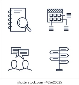 Set Of Project Management Icons On Research, Team Meeting, Decision Making And More. Premium Quality EPS10 Vector Illustration For Mobile, App, UI Design.