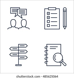 Set Of Project Management Icons On Task List, Team Meeting, Research And More. Premium Quality EPS10 Vector Illustration For Mobile, App, UI Design.