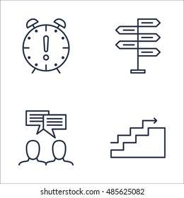 Set Of Project Management Icons On Team Meeting, Charts, Deadline And More. Premium Quality EPS10 Vector Illustration For Mobile, App, UI Design.