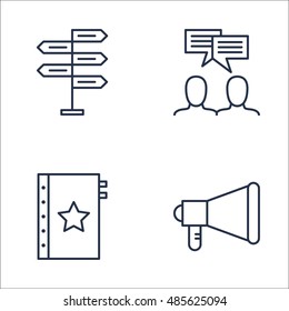 Set Of Project Management Icons On Team Meeting, Promotion, Decision Making And More. Premium Quality EPS10 Vector Illustration For Mobile, App, UI Design.