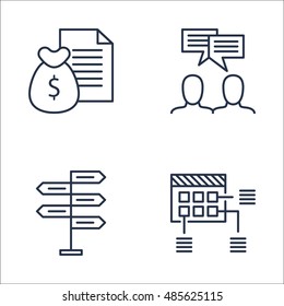 Set Of Project Management Icons On Planning, Money Revenue, Decision Making And More. Premium Quality EPS10 Vector Illustration For Mobile, App, UI Design.