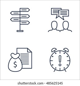 Set Of Project Management Icons On Team Meeting, Deadline, Decision Making And More. Premium Quality EPS10 Vector Illustration For Mobile, App, UI Design.