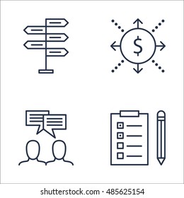 Set Of Project Management Icons On Cash Flow, Task List, Team Meeting And More. Premium Quality EPS10 Vector Illustration For Mobile, App, UI Design.