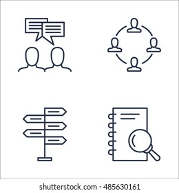 Set Of Project Management Icons On Research, Team Meeting, Decision Making And More. Premium Quality EPS10 Vector Illustration For Mobile, App, UI Design.