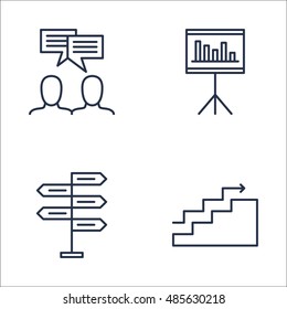Set Of Project Management Icons On Charts, Decision Making, Team Meeting And More. Premium Quality EPS10 Vector Illustration For Mobile, App, UI Design.