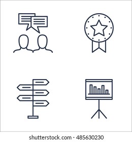 Set Of Project Management Icons On Decision Making, Team Meeting, Award And More. Premium Quality EPS10 Vector Illustration For Mobile, App, UI Design.