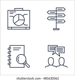Set Of Project Management Icons On Graph, Research, Team Meeting And More. Premium Quality EPS10 Vector Illustration For Mobile, App, UI Design.