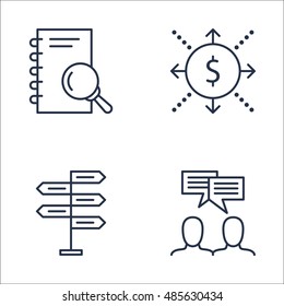 Set Of Project Management Icons On Cash Flow, Team Meeting, Decision Making And More. Premium Quality EPS10 Vector Illustration For Mobile, App, UI Design.