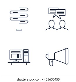 Set Of Project Management Icons On Decision Making, Promotion, Team Meeting And More. Premium Quality EPS10 Vector Illustration For Mobile, App, UI Design.