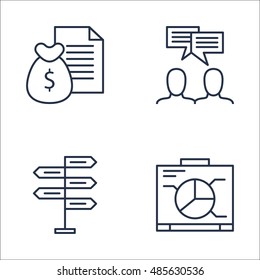 Set Of Project Management Icons On Team Meeting, Money Revenue, Graph And More. Premium Quality EPS10 Vector Illustration For Mobile, App, UI Design.