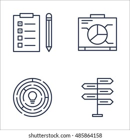 Set Of Project Management Icons On Decision Making, Graph, Task List And More. Premium Quality EPS10 Vector Illustration For Mobile, App, UI Design.