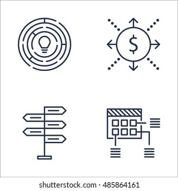 Set Of Project Management Icons On Decision Making, Planning, Cash Flow And More. Premium Quality EPS10 Vector Illustration For Mobile, App, UI Design.