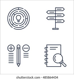 Set Of Project Management Icons On Decision Making, Research, Creativity And More. Premium Quality EPS10 Vector Illustration For Mobile, App, UI Design.