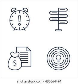 Set Of Project Management Icons On Money Revenue, Creativity, Decision Making And More. Premium Quality EPS10 Vector Illustration For Mobile, App, UI Design.