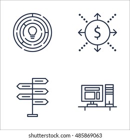 Set Of Project Management Icons On Cash Flow, Workspace, Creativity And More. Premium Quality EPS10 Vector Illustration For Mobile, App, UI Design.