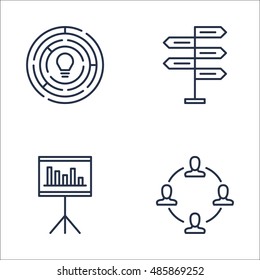 Set Of Project Management Icons On Statistics, Teamwork, Decision Making And More. Premium Quality EPS10 Vector Illustration For Mobile, App, UI Design.