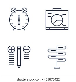 Set Of Project Management Icons On Graph, Best Solution, Deadline And More. Premium Quality EPS10 Vector Illustration For Mobile, App, UI Design.