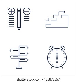 Set Of Project Management Icons On Charts, Best Solution, Deadline And More. Premium Quality EPS10 Vector Illustration For Mobile, App, UI Design.