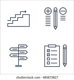 Set Of Project Management Icons On Decision Making, Charts, Task List And More. Premium Quality EPS10 Vector Illustration For Mobile, App, UI Design.