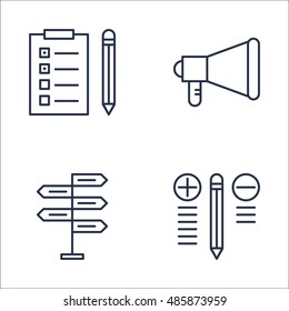 Set Of Project Management Icons On Decision Making, Promotion, Best Solution And More. Premium Quality EPS10 Vector Illustration For Mobile, App, UI Design.