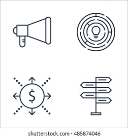 Set Of Project Management Icons On Decision Making, Cash Flow, Promotion And More. Premium Quality EPS10 Vector Illustration For Mobile, App, UI Design.