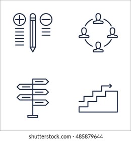 Set Of Project Management Icons On Charts, Best Solution, Teamwork And More. Premium Quality EPS10 Vector Illustration For Mobile, App, UI Design.