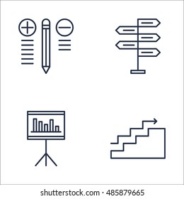 Set Of Project Management Icons On Charts, Best Solution, Decision Making And More. Premium Quality EPS10 Vector Illustration For Mobile, App, UI Design.
