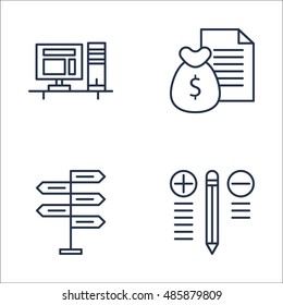 Set Of Project Management Icons On Money Revenue, Decision Making, Best Solution And More. Premium Quality EPS10 Vector Illustration For Mobile, App, UI Design.