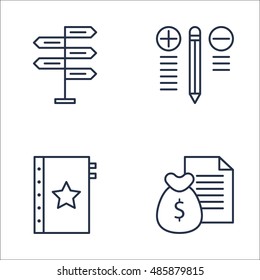 Set Of Project Management Icons On Money Revenue, Quality Management, Decision Making And More. Premium Quality EPS10 Vector Illustration For Mobile, App, UI Design.