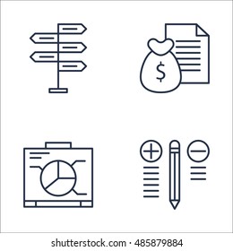 Set Of Project Management Icons On Best Solution, Money Revenue, Decision Making And More. Premium Quality EPS10 Vector Illustration For Mobile, App, UI Design.