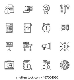 Set Of Project Management Icons On Deadline, Team Meeting, Workspace And More. Premium Quality EPS10 Vector Illustration For Mobile, App, UI Design.