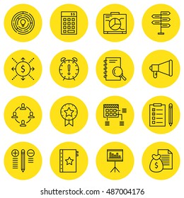 Set Of Project Management Icons On Quality Management, Cash Flow, Research And More. Premium Quality EPS10 Vector Illustration For Mobile, App, UI Design.