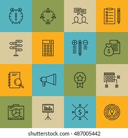 Set Of Project Management Icons On Research, Award, Task List And More. Premium Quality EPS10 Vector Illustration For Mobile, App, UI Design.