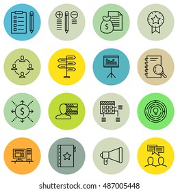 Set Of Project Management Icons On Research, Statistics, Workspace And More. Premium Quality EPS10 Vector Illustration For Mobile, App, UI Design.